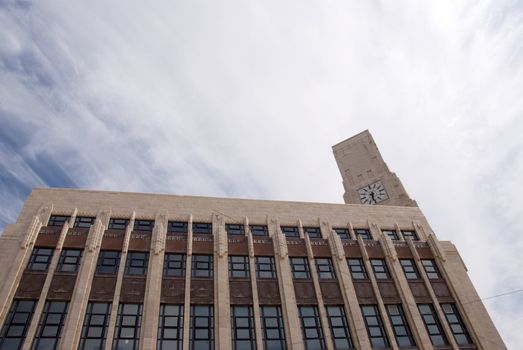 An Art Deco Building and Clocktower in Blackpool England