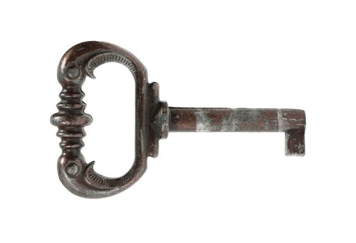 Antique key over white background