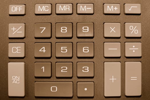 Keypad of a calculator close up
