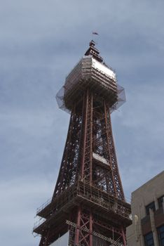The Famous Tower of Blackpool under a blue sky