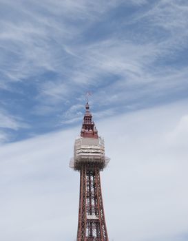 The Famous Tower of Blackpool under a blue sky