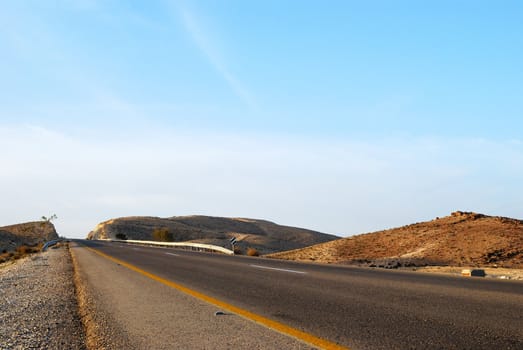 Highway in the Negev Desert, Israel
