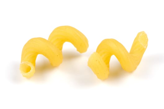 Close-up of italian pasta on white background.