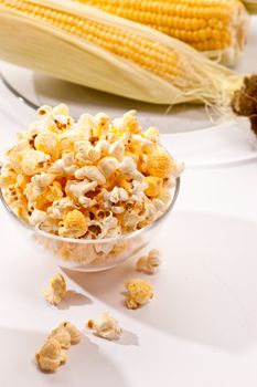food series: macro picture of popcorn in the bowl