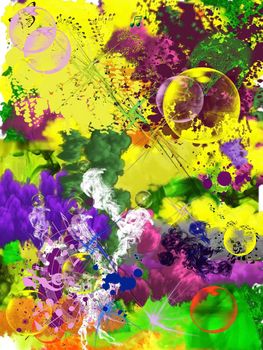 a mixture of colorful brushes and bubbles