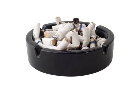 a lot of butts in ashtray