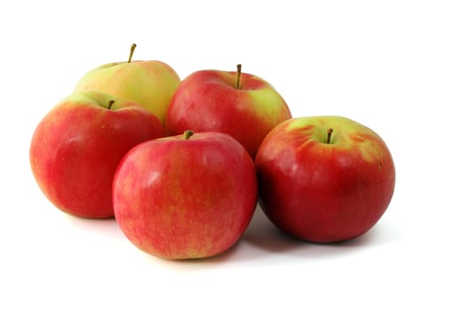 five isolated ripe apples