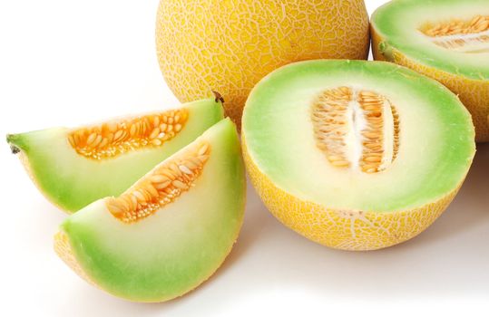 isolated yellow melon slices