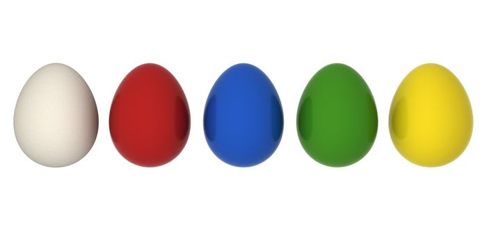 3d rendered easter eggs in differenr colours