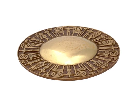 isolated brass gong on white background