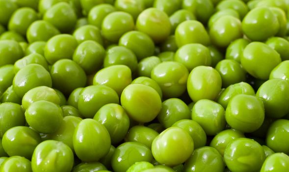 close-up of green peas, isometric view