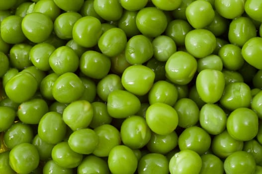 close-up of green peas, top view