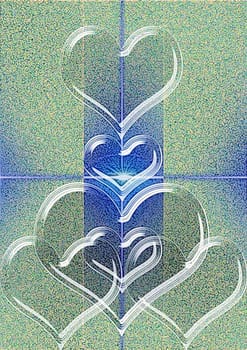 great creative textured abstract color image of love arrows performed in the form of crystal hearts.