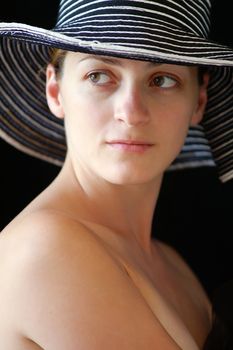charming young female with hat