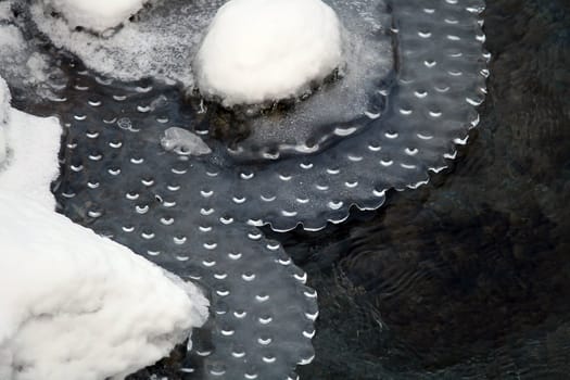 Detail view of  ice formations in a river