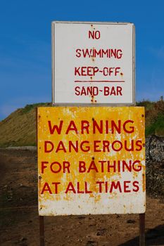 a warning sign for no swimming in kerry ireland