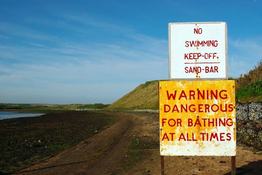 a warning sign for no swimming in kerry ireland