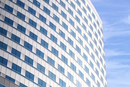 Modern building on blue sky background