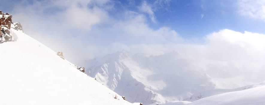 general view on Caucasus mountains. Russian Federation 