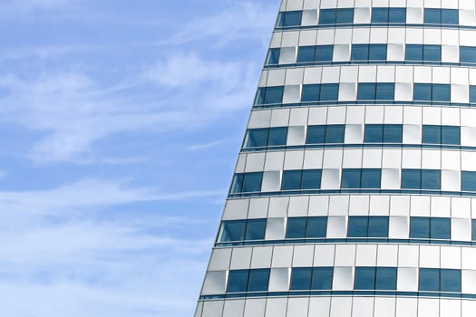 Modern building on blue sky background