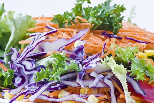 Fresh vegetarian salad on the white background - isolated