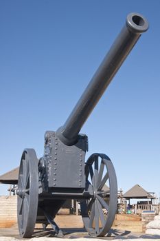 Long Tom gun from the Boer War on display at the top of a a pass in Mpumalanga, South Africa