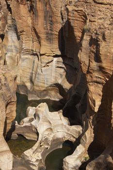 Eroded rock at Bourke's Luck Potholes on the Blyde River in Mpumalanga, South Africa