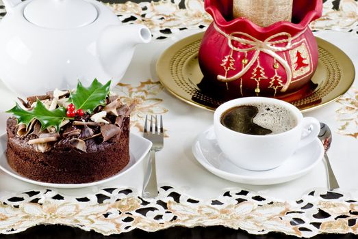 Christmas morning coffee and chocolate cake