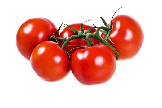 Bunch of fresh tomatoes over white background