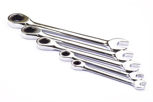 Stainless Steel Wrench over white background