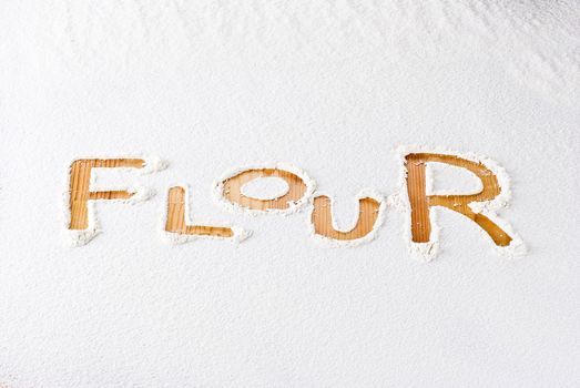 Flour background with "flour" word