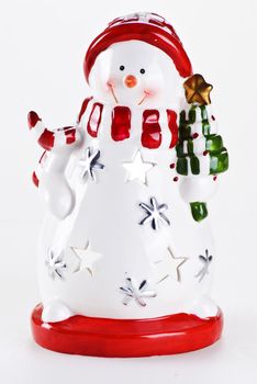 Snowman ornament isolated on white background