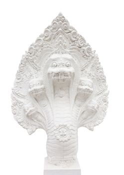 King of snake 5-headed statue & carve on white background (isolate)