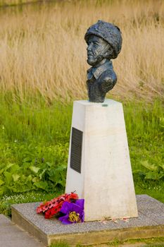 John Howard''s statue, Pegasus Bridge, Normandy, France