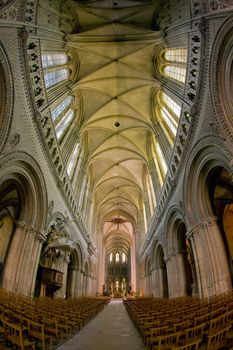 interior of Cathedral Notre Dame, Bayeux, Normandy, France