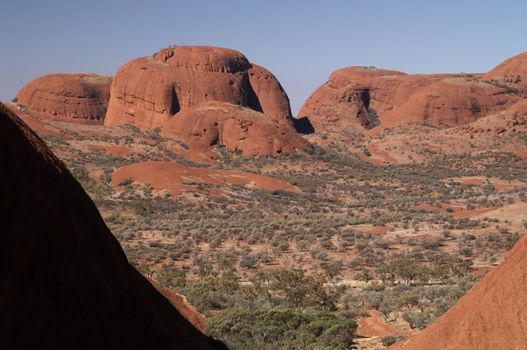 Red domes of the Kata Tjuta rock formation in the Australian desert