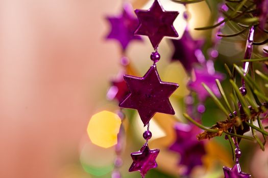 holiday series: christmas lilac stars garland on tree