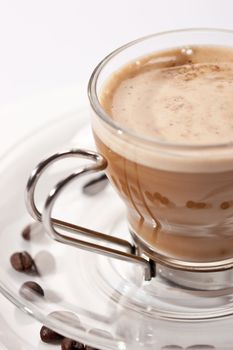 macro picture, cup of coffe, cappuccino