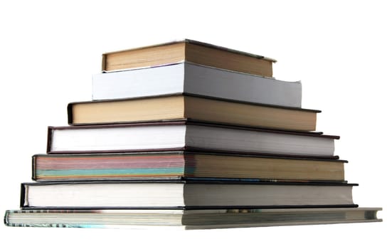 Pyramid of books isolated on a white background