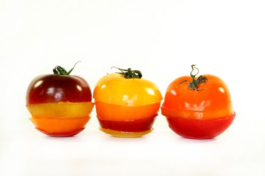 Layers of multicolored tomatoes