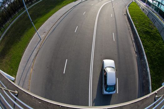 city series:  car and road from top view