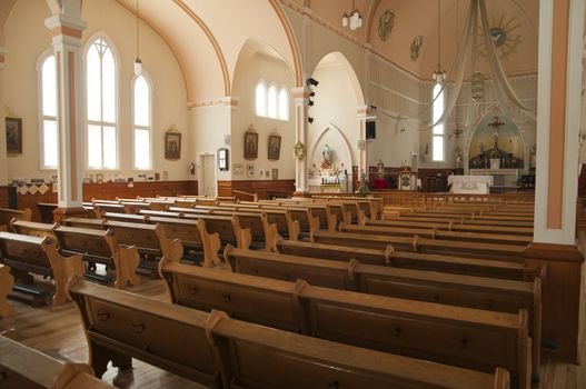 Inside church located in the small town of Piopolis Quebec Canada