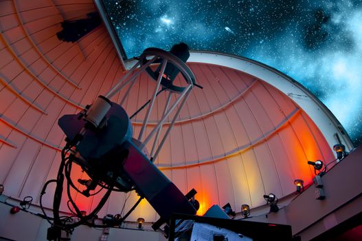 Research telescope pointing at the sky ready for observations