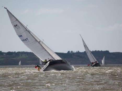 A yacht sailing on a windy Solent