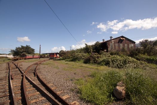 Old rusty tropical train tracks