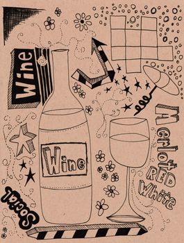 Hand drawn wine doodles