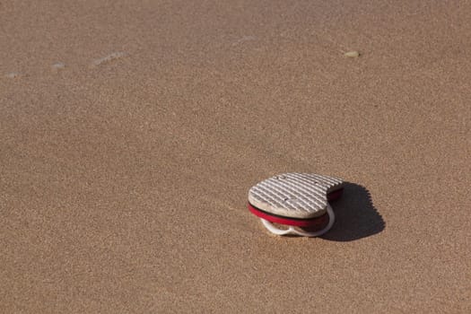 abandoned flip flop on the beach