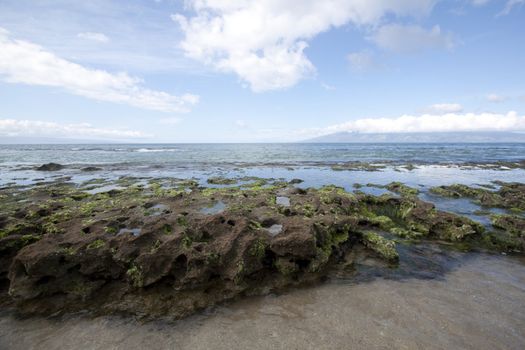 reef in the ocean on low tide.