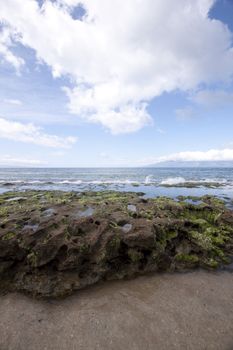 reef in the ocean on low tide.