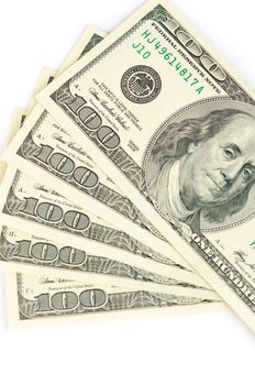Close up view of pack dollar banknotes